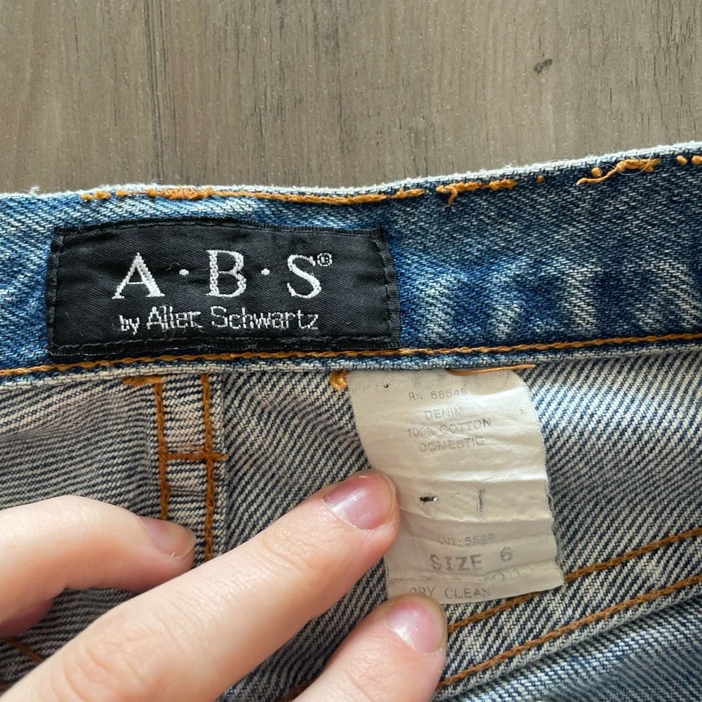 ABS Allen Schwartz embroidered rose denim jeans size 6 RARE!